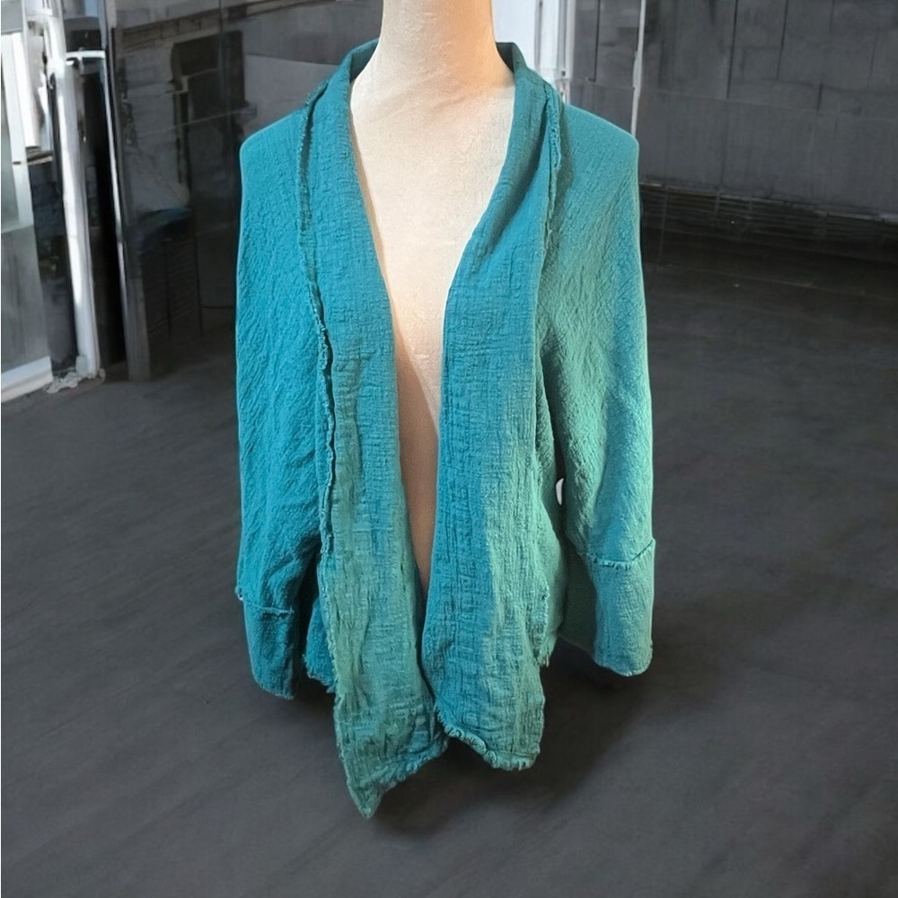 Umgee Green Open-Front Cardigan Sweater